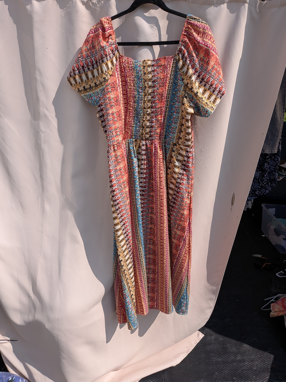 Boho Striped Multicolor Midi Dress - Picture 2 of 2